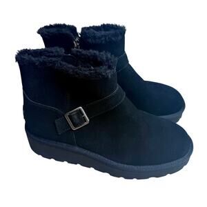 NEW KOOLABURRA UGG Women's 8 Kelissa Suede Platform Sherpa Boot Booties Black